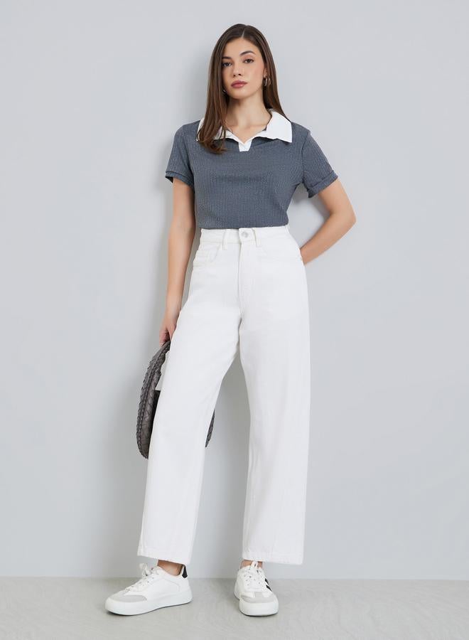 Styli White High Rise Relaxed Fit Jeans - Image 5